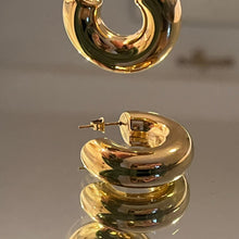 Load image into Gallery viewer, Chunky GOLD HOOP EARRINGS Lightweight ; stainless steel / gold plated
