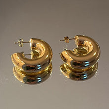 Load image into Gallery viewer, Chunky GOLD HOOP EARRINGS Lightweight ; stainless steel / gold plated
