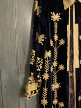 Load image into Gallery viewer, Navy Blue Luxe Silk Velvet Embroidered Coat  Size S, XL
