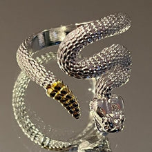 Load image into Gallery viewer, Silver Coiled SNAKE RING in adjustable size
