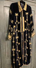 Load image into Gallery viewer, Navy Blue Luxe Silk Velvet Embroidered Coat  Size S, XL
