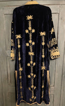 Load image into Gallery viewer, Navy Blue Luxe Silk Velvet Embroidered Coat  Size S, XL
