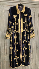 Load image into Gallery viewer, Navy Blue Luxe Silk Velvet Embroidered Coat  Size S, XL
