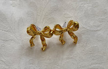 Load image into Gallery viewer, Bow stud earrings/ gold plated. Coquette, girlhood style.
