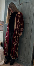 Load image into Gallery viewer, Burgundy Luxe Silk Velvet Embroidered Coat Sizes S,L,XL
