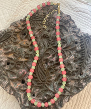 Load image into Gallery viewer, Mix CRYSTAL BEAD Necklace in Pinks and Greens
