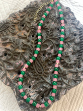 Load image into Gallery viewer, Mix CRYSTAL BEAD Necklace in Pinks and Greens
