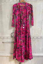 Load image into Gallery viewer, Kaya MAXI DRESS With Tassels, in BRIGHT PINK Bird of Paradise Print size S
