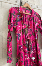 Load image into Gallery viewer, Kaya MAXI DRESS With Tassels, in BRIGHT PINK Bird of Paradise Print size S
