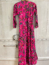 Load image into Gallery viewer, Kaya MAXI DRESS With Tassels, in BRIGHT PINK Bird of Paradise Print size S
