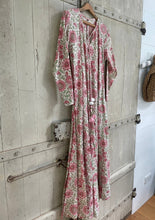 Load image into Gallery viewer, Kaya MAXI DRESS With Tassels Pink and White FLORIBUNDA Print size xL
