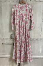 Load image into Gallery viewer, Kaya MAXI DRESS With Tassels Pink and White FLORIBUNDA Print size xL
