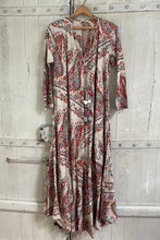 Load image into Gallery viewer, Kaya MAXI DRESS With Tassels, in Neutral PAISLEY Print sizes L xl
