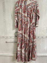 Load image into Gallery viewer, Kaya MAXI DRESS With Tassels, in Neutral PAISLEY Print sizes L xl
