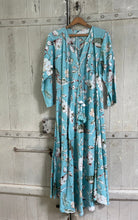 Load image into Gallery viewer, Kaya MAXI DRESS With Tassels, in Pale Blue FLORAL and Birds Print sizes L xl
