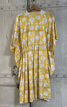 Load image into Gallery viewer, AMI short drawstring Hand Block printed Cotton KAFTAN YELLOW Floral one size
