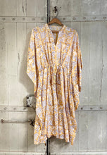 Load image into Gallery viewer, AMI short drawstring Hand Block printed Cotton Kaftan YELLOW one size
