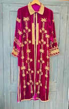 Load image into Gallery viewer, Cerise Pink Luxe Silk Velvet Embroidered Coat Sizes S / L / XL
