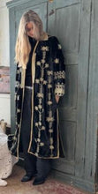 Load image into Gallery viewer, Black Luxe Silk Velvet Embroidered COAT Sizes S M  L XL XXL
