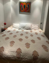 Load image into Gallery viewer, Indian Cotton Hand Block Printed TARLA reversible Kingsize QUILT - in Off White Paisley
