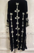 Load image into Gallery viewer, Black Luxe Silk Velvet Embroidered COAT Sizes S M  L XL XXL
