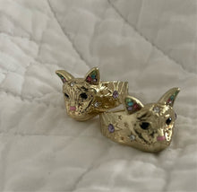 Load image into Gallery viewer, Mystical CAT RINGS in gold or Silver with zirconia gem eyes
