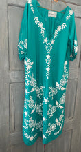 Load image into Gallery viewer, CELESTE Embroidered Cotton Dress Bright Jade Green with White
