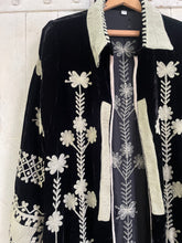 Load image into Gallery viewer, Black Luxe Silk Velvet Embroidered COAT Sizes S M  L XL XXL
