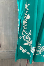 Load image into Gallery viewer, CELESTE Embroidered Cotton Dress Bright Jade Green with White
