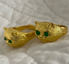 Load image into Gallery viewer, Mystical CAT RINGS in gold or Silver with zirconia gem eyes
