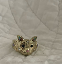 Load image into Gallery viewer, Mystical CAT RINGS in gold or Silver with zirconia gem eyes
