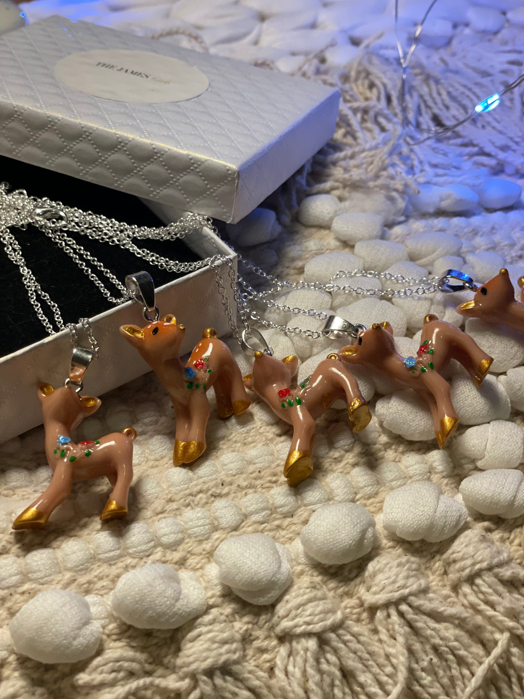 Cute Resin REINDEER NECKLACE on Silver Plated chain