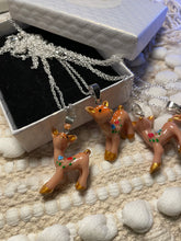 Load image into Gallery viewer, Cute Resin REINDEER NECKLACE on Silver Plated chain
