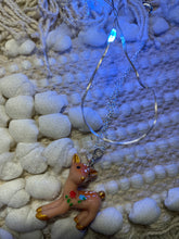 Load image into Gallery viewer, Cute Resin REINDEER NECKLACE on Silver Plated chain
