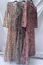 Load image into Gallery viewer, Kaya Maxi dress With Tassels, Indian print Pink And Grey Jaipur Flowers SIZE L
