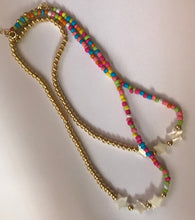 Load image into Gallery viewer, HAPPY MIX Love Beads and STARS rainbow necklace with gold plated beads
