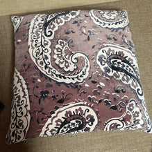 Load image into Gallery viewer, Taupe PAISLEY large CUSHION COVER cotton velvet 60cm x 60cm
