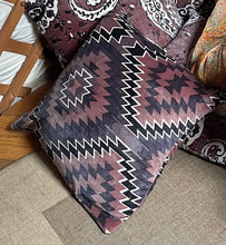 Load image into Gallery viewer, Taupe Brown NAVAHO print large CUSHION COVER cotton velvet 60cm x 60cm
