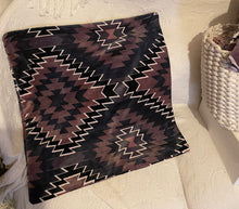 Load image into Gallery viewer, Taupe Brown NAVAHO print large CUSHION COVER cotton velvet 60cm x 60cm
