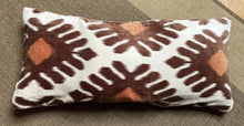 Load image into Gallery viewer, CREAM and Browns IKAT print long CUSHION cover / Bolster cotton velvet 76cm x 36cm
