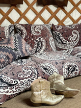 Load image into Gallery viewer, Taupe PAISLEY large CUSHION COVER cotton velvet 60cm x 60cm
